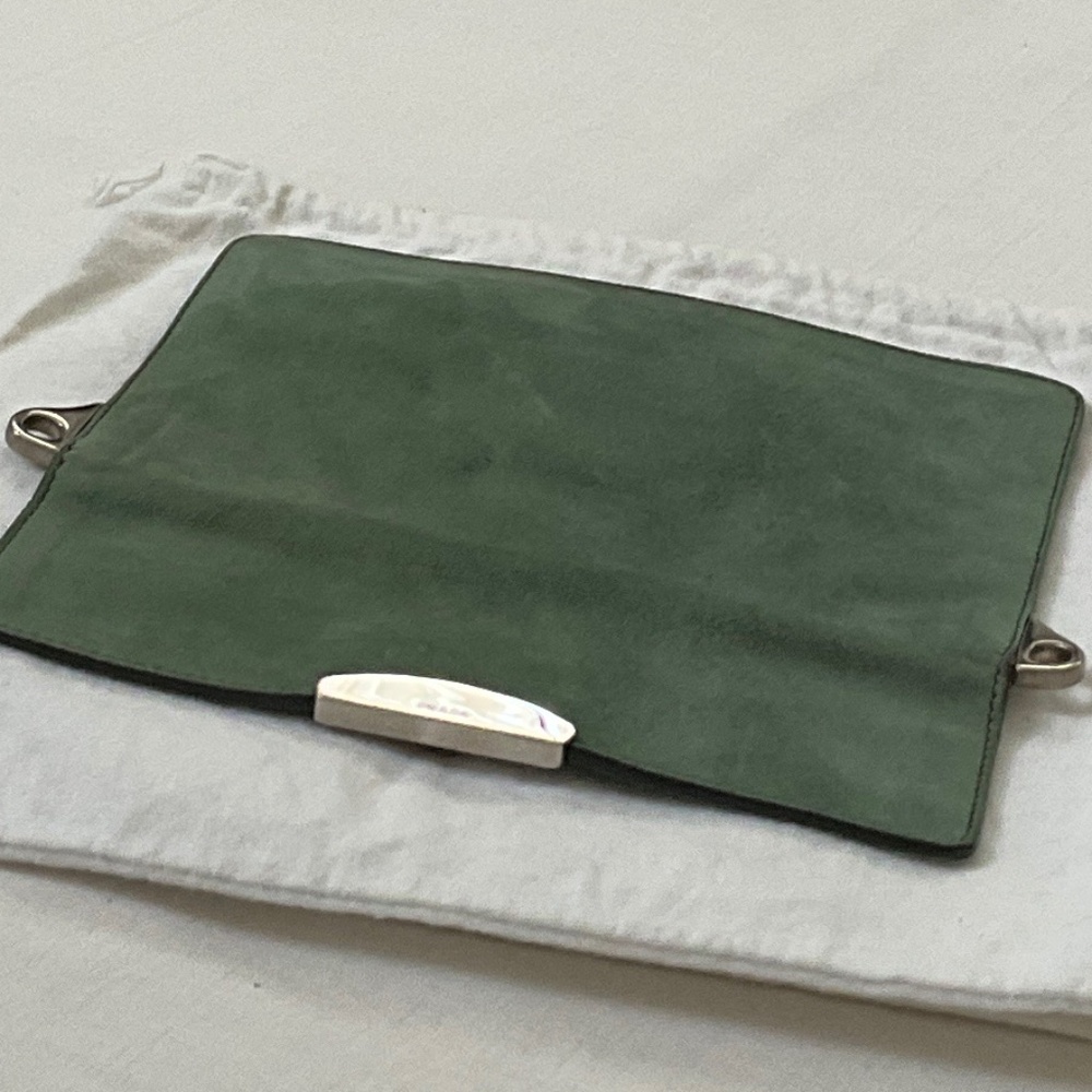 PRADA Camoscio Suede Metal Sound Bag Green - Picture 10 of 15